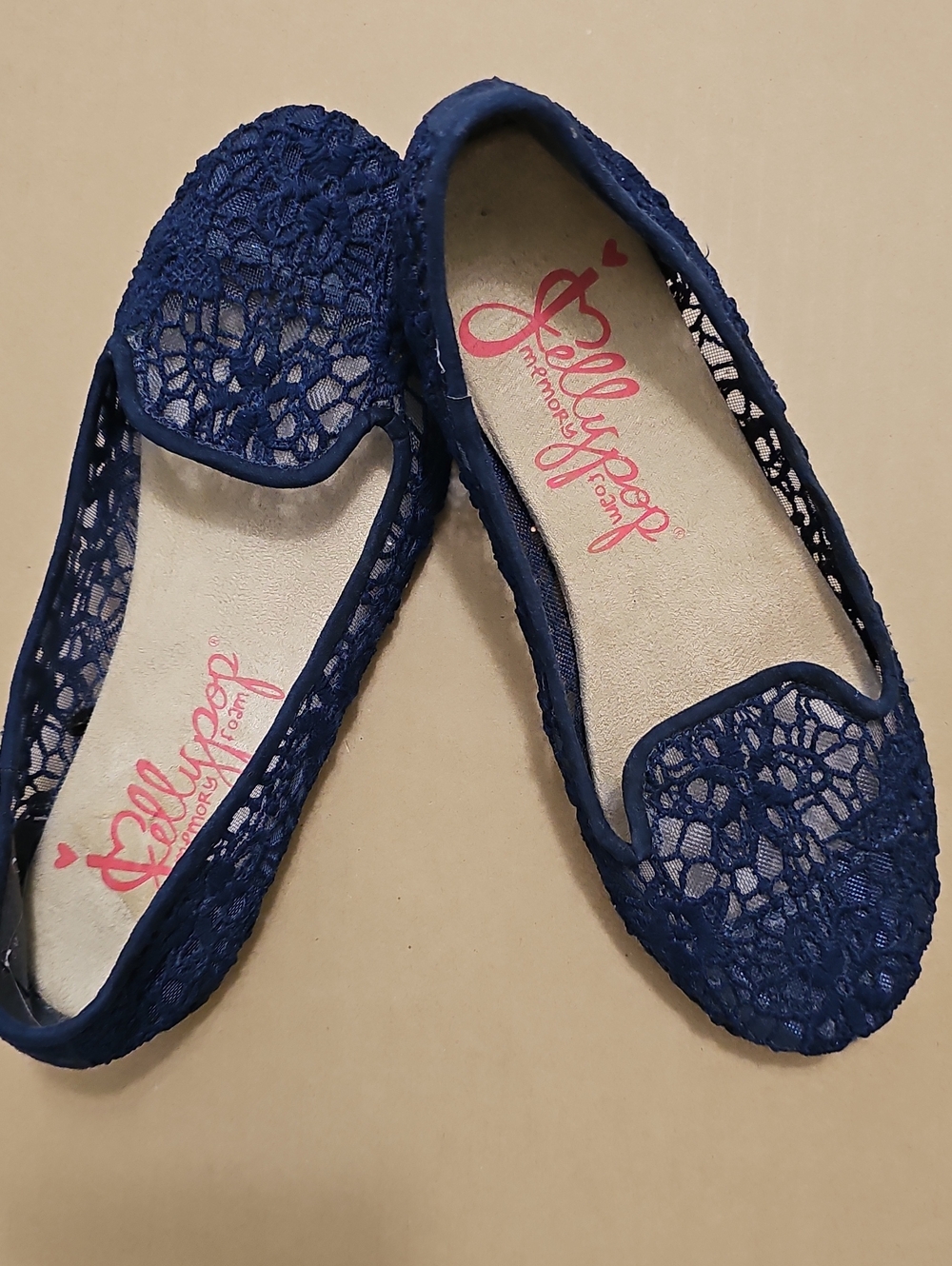 Jellypop Navy Lace Slip-On Ballet Flats